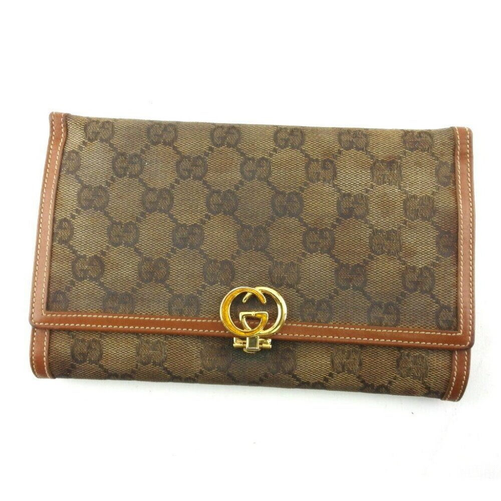 GUCCI Purse Beige brown gold Women Authentic secondhand